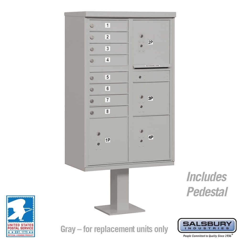 Salsbury Industries Cluster Box Unit with USPS Access — Type VI — 8 Doors and 4 Parcel Lockers 3306GRY-U 820996620255 YourLockerStore