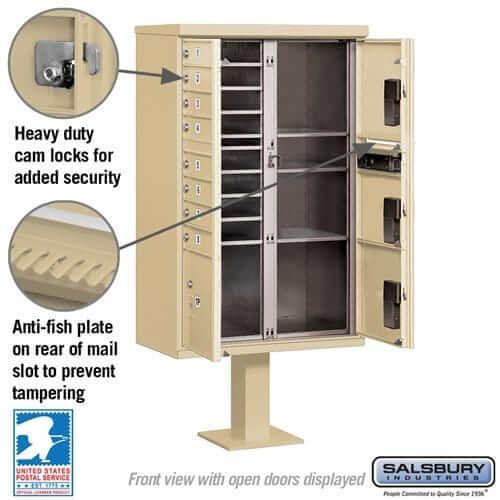 Salsbury Industries Cluster Box Unit with USPS Access — Type VI — 8 Doors and 4 Parcel Lockers YourLockerStore
