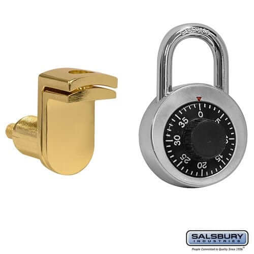 Salsbury Industries Combination Padlock with Gold Finish Hasp — Solid Oak Executive Wood Lockers 11120 820996445131 YourLockerStore