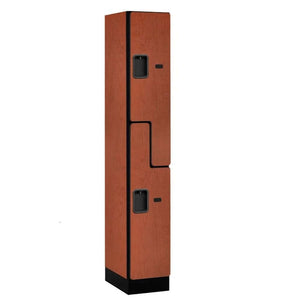 Wood Lockers: Designer Wood Locker - 'S' Style - 2 Tier, 1 Wide - Cherry - Salsbury Industries