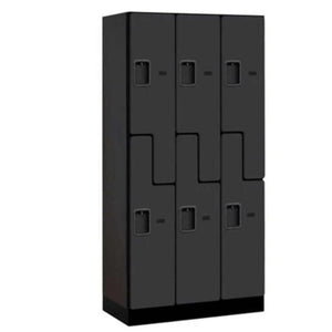 Wood Lockers: Designer Wood Locker - 'S' Style - 2 Tier, 3 Wide - Black - Salsbury Industries