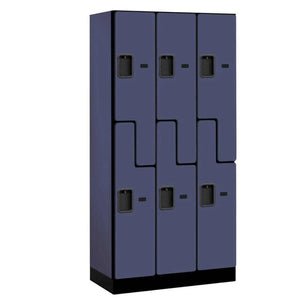 Wood Lockers: Designer Wood Locker - 'S' Style - 2 Tier, 3 Wide - Blue - Salsbury Industries