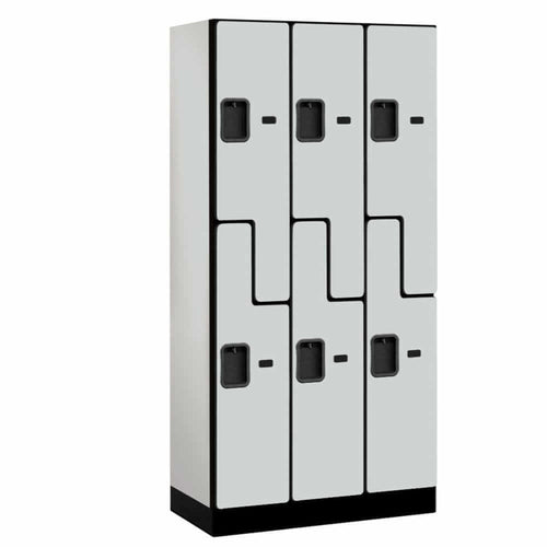 Wood Lockers: Designer Wood Locker - 'S' Style - 2 Tier, 3 Wide - Gray - Salsbury Industries