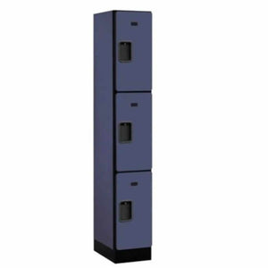 Wood Lockers: Designer Wood Locker - 3 Tier, 1 Wide - Blue - Salsbury Industries