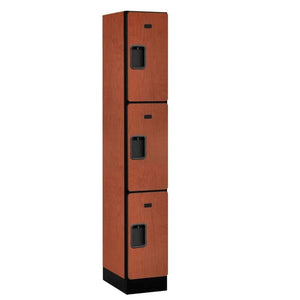 Wood Lockers: Designer Wood Locker - 3 Tier, 1 Wide - Cherry - Salsbury Industries