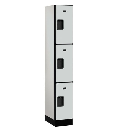 Wood Lockers: Designer Wood Locker - 3 Tier, 1 Wide - Gray - Salsbury Industries