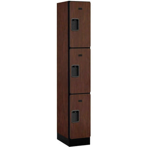 Wood Lockers: Designer Wood Locker - 3 Tier, 1 Wide - Mahogany - Salsbury Industries