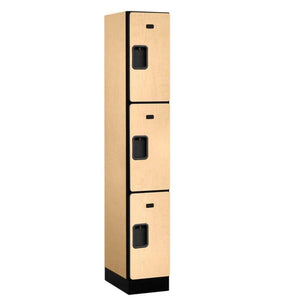 Wood Lockers: Designer Wood Locker - 3 Tier, 1 Wide - Maple - Salsbury Industries