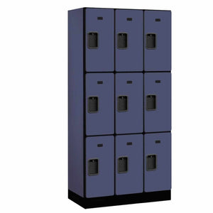 Wood Lockers: Designer Wood Locker - 3 Tier, 3 Wide - Blue - Salsbury Industries