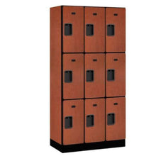 Load image into Gallery viewer, Wood Lockers: Designer Wood Locker - 3 Tier, 3 Wide - Cherry - Salsbury Industries