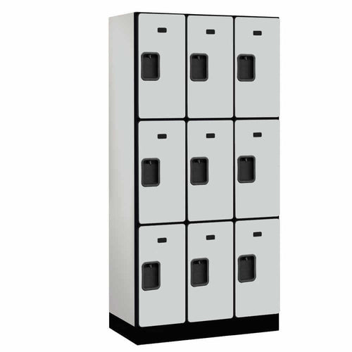 Wood Lockers: Designer Wood Locker - 3 Tier, 3 Wide - Gray - Salsbury Industries