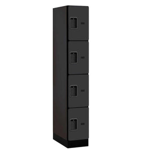 Wood Lockers: Designer Wood Locker - 4 Tier, 1 Wide - Black - Salsbury Industries