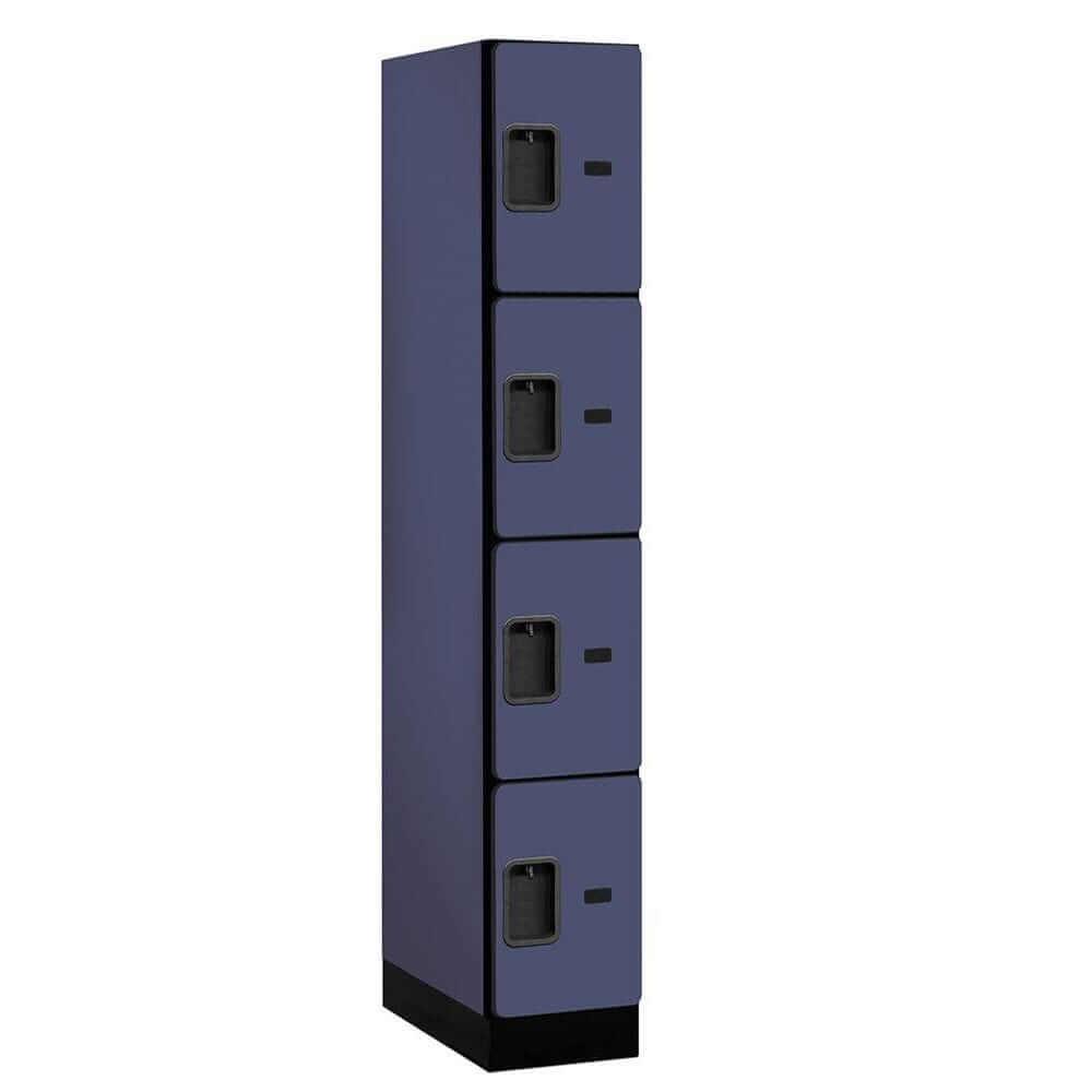 Wood Lockers: Designer Wood Locker - 4 Tier, 1 Wide - Blue - Salsbury Industries