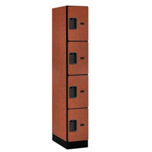 Wood Lockers: Designer Wood Locker - 4 Tier, 1 Wide - Cherry - Salsbury Industries