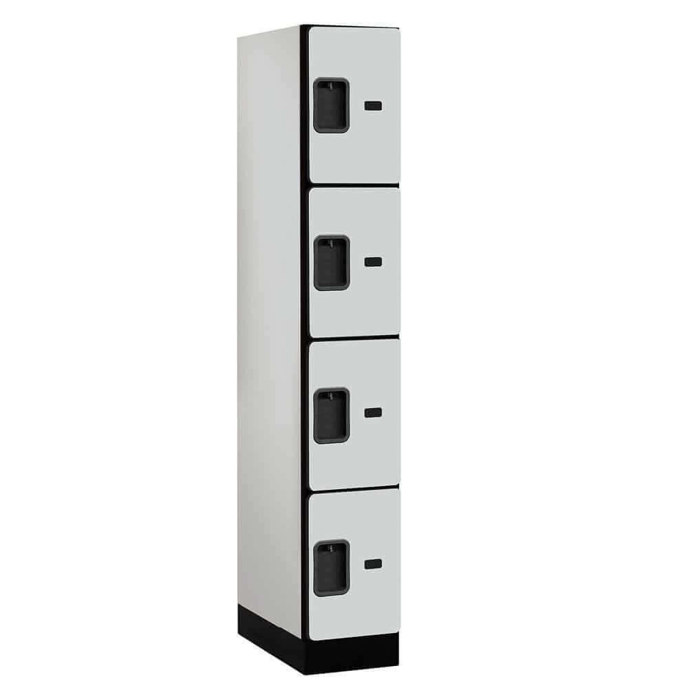 Wood Lockers: Designer Wood Locker - 4 Tier, 1 Wide - Gray - Salsbury Industries
