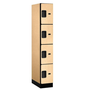 Wood Lockers: Designer Wood Locker - 4 Tier, 1 Wide - Maple - Salsbury Industries