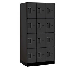 Load image into Gallery viewer, Wood Lockers: Designer Wood Locker - 4 Tier, 3 Wide - Black - Salsbury Industries