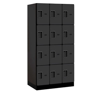 Wood Lockers: Designer Wood Locker - 4 Tier, 3 Wide - Black - Salsbury Industries