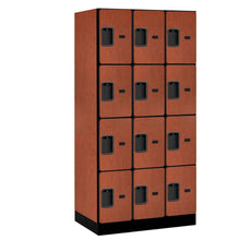 Load image into Gallery viewer, Wood Lockers: Designer Wood Locker - 4 Tier, 3 Wide - Cherry - Salsbury Industries