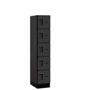 Wood Lockers: Designer Wood Locker - 5 Tier, 1 Wide - Black - Salsbury Industries