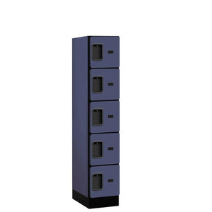 Wood Lockers: Designer Wood Locker - 5 Tier, 1 Wide - Blue - Salsbury Industries