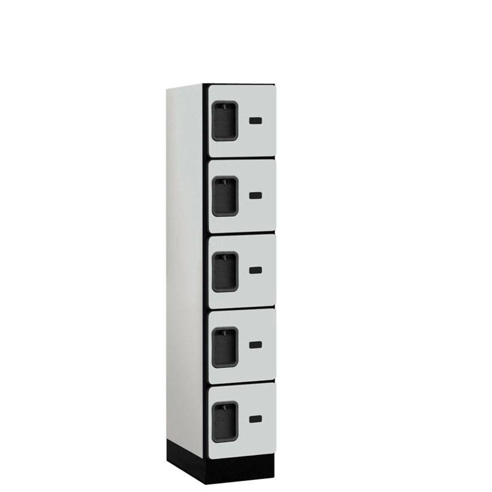 Wood Lockers: Designer Wood Locker - 5 Tier, 1 Wide - Gray - Salsbury Industries