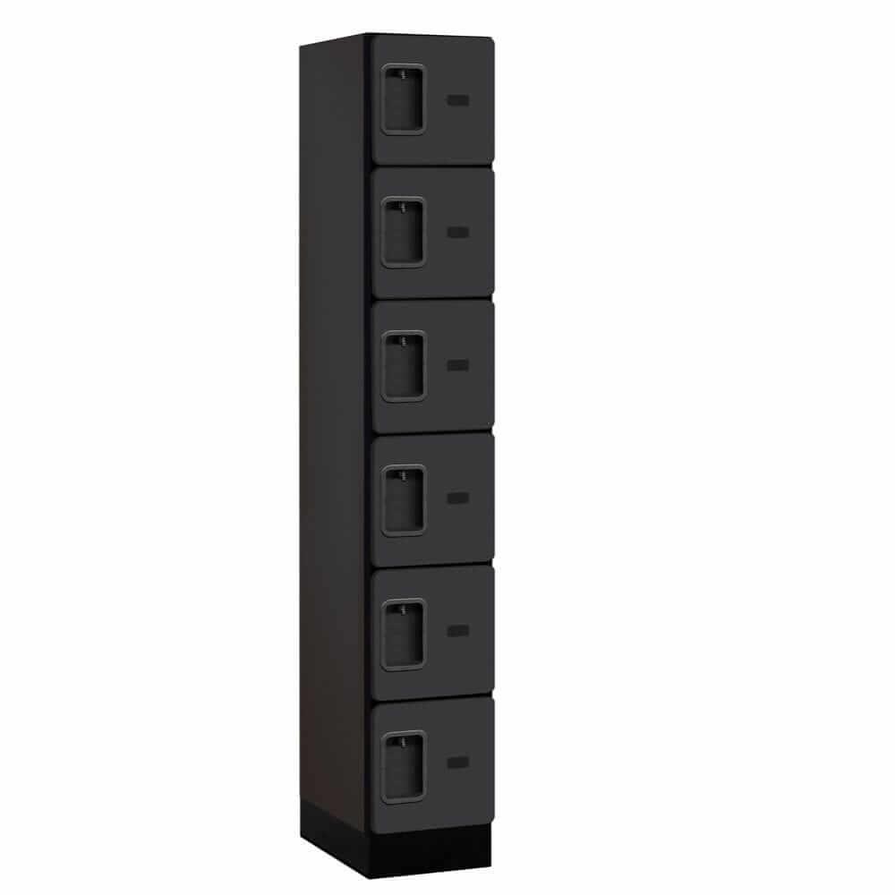 Wood Lockers: Designer Wood Locker - 6 Tier, 1 Wide - Black - Salsbury Industries
