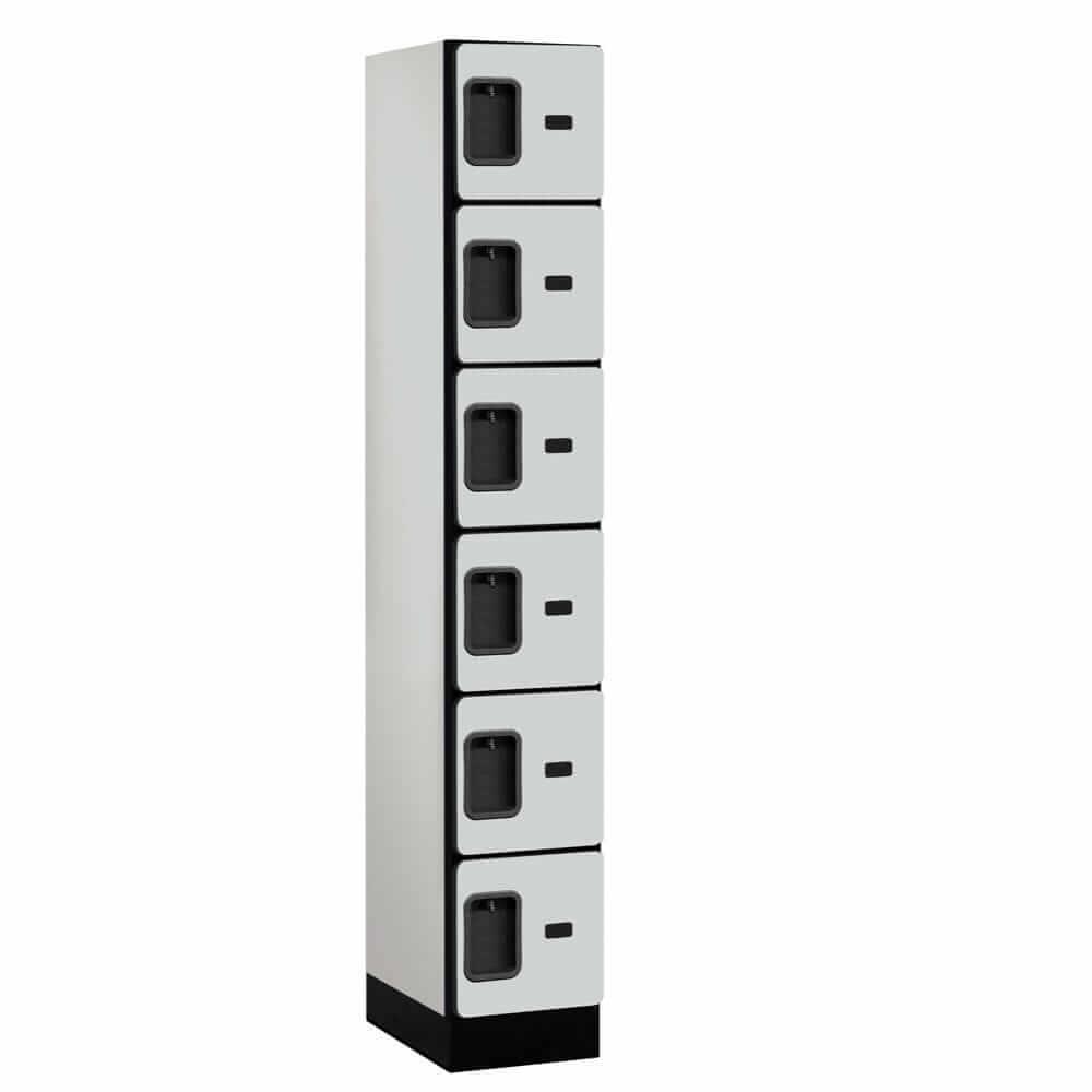 Wood Lockers: Designer Wood Locker - 6 Tier, 1 Wide - Gray - Salsbury Industries
