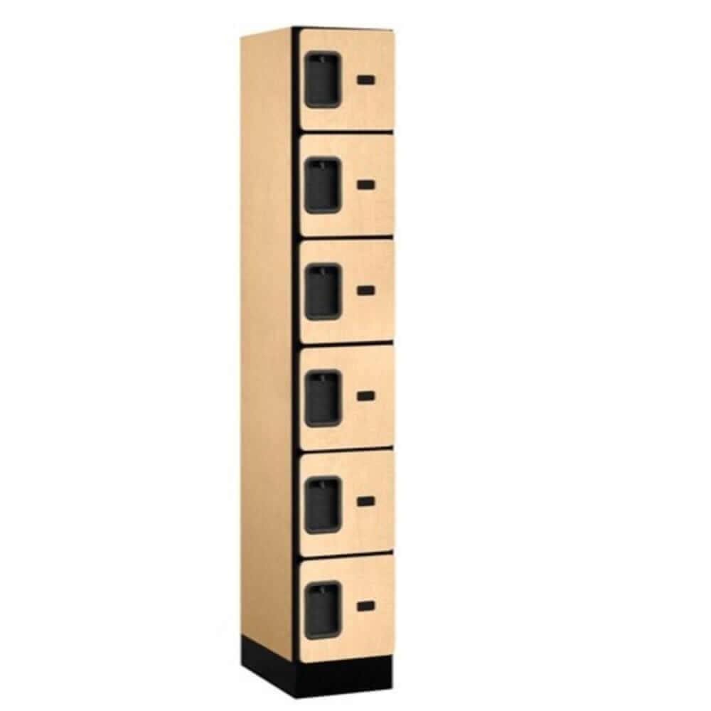 Wood Lockers: Designer Wood Locker - 6 Tier, 1 Wide - Maple - Salsbury Industries