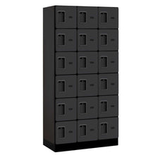 Load image into Gallery viewer, Wood Lockers: Designer Wood Locker - 6 Tier, 3 Wide - Black - Salsbury Industries