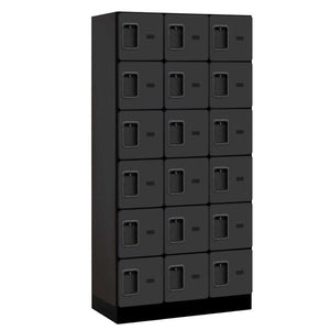 Wood Lockers: Designer Wood Locker - 6 Tier, 3 Wide - Black - Salsbury Industries