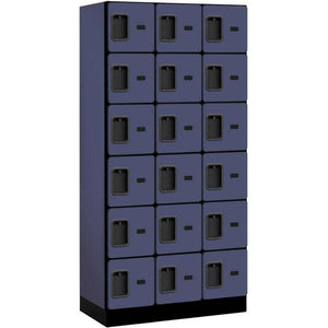 Wood Lockers: Designer Wood Locker - 6 Tier, 3 Wide - Blue - Salsbury Industries