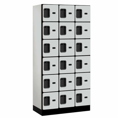Wood Lockers: Designer Wood Locker - 6 Tier, 3 Wide - Gray - Salsbury Industries