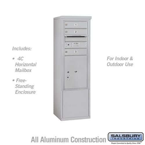 Salsbury Industries Free-Standing 4C Horizontal Mailbox with USPS Access — 10 Door High [3 Doors and 1 Parcel Locker] 3910S-03AFU 820996606303 YourLockerStore