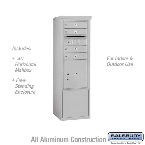 Salsbury Industries Free-Standing 4C Horizontal Mailbox with USPS Access — 10 Door High [4 Doors and 1 Parcel Locker] 3910S-04AFU 820996606266 YourLockerStore