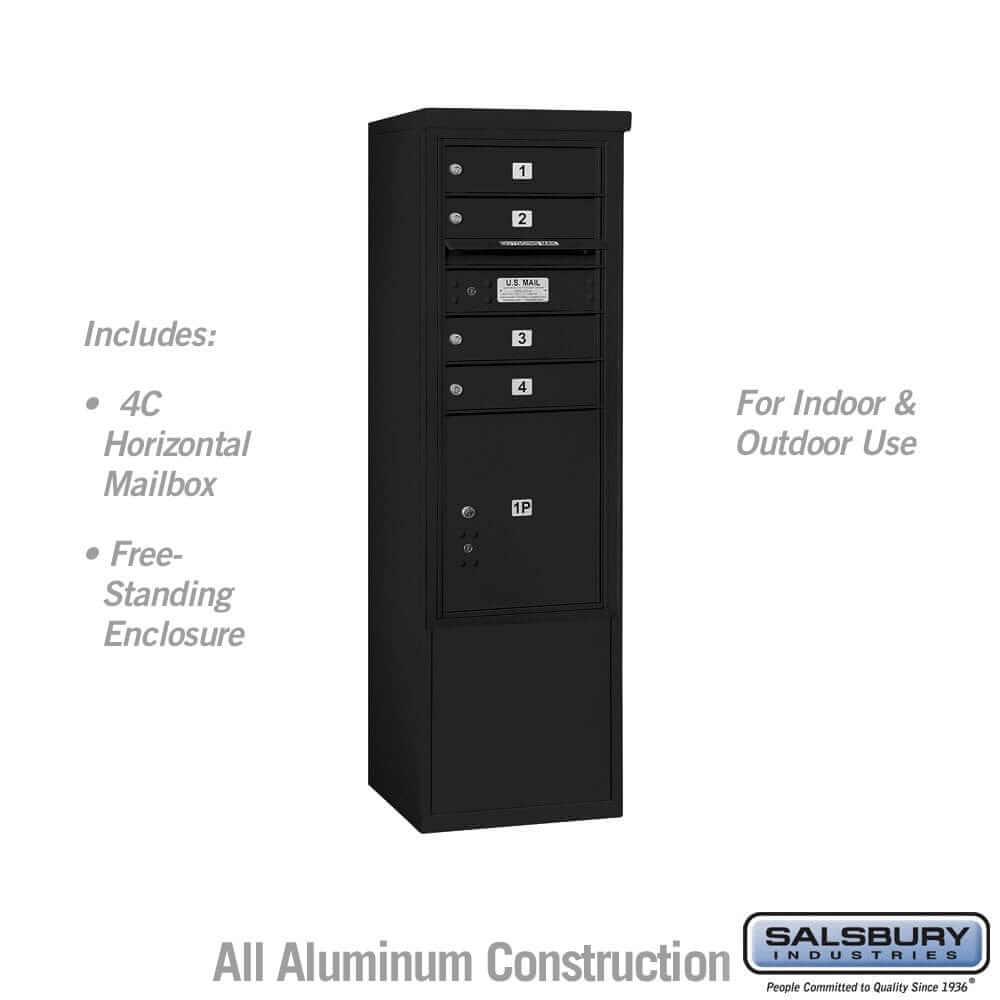 Salsbury Industries Free-Standing 4C Horizontal Mailbox with USPS Access — 10 Door High [4 Doors and 1 Parcel Locker] 3910S-04BFU 820996627605 YourLockerStore