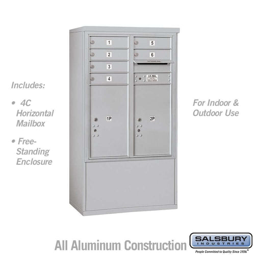 Salsbury Industries Free-Standing 4C Horizontal Mailbox with USPS Access — 10 Door High [6 Doors and 2 Parcel Lockers] 3910D-06AFU 820996604972 YourLockerStore