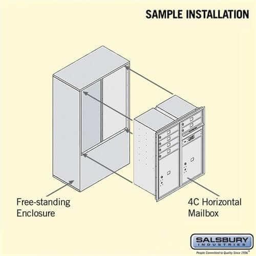Salsbury Industries Free-Standing 4C Horizontal Mailbox with USPS Access — 10 Door High [6 Doors and 2 Parcel Lockers] YourLockerStore