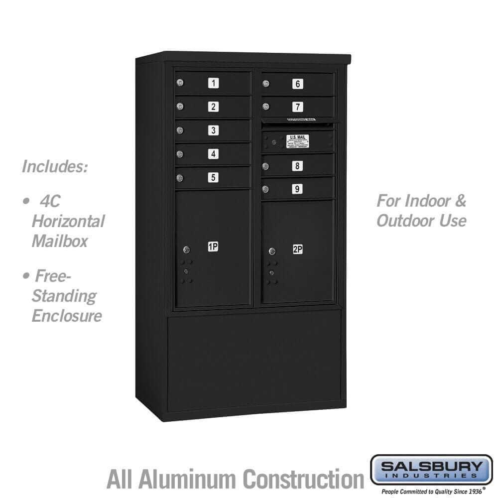 Salsbury Industries Free-Standing 4C Horizontal Mailbox with USPS Access — 10 Door High [9 Doors and 2 Parcel Lockers] 3910D-09BFU 820996627575 YourLockerStore