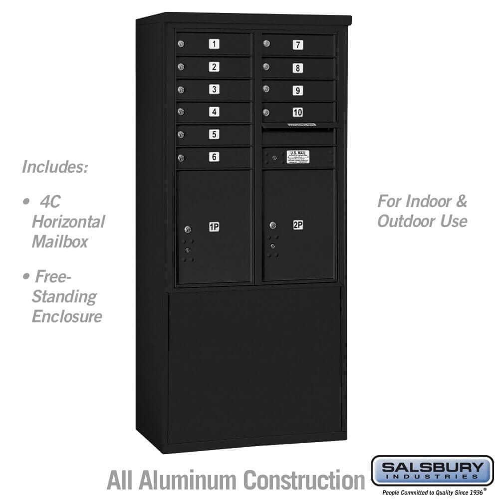 Salsbury Industries Free-Standing 4C Horizontal Mailbox with USPS Access — 11 Door High [10 Doors and 2 Parcel Lockers] 3911D-10BFU 820996627438 YourLockerStore