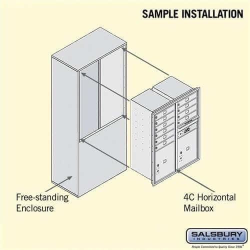 Salsbury Industries Free-Standing 4C Horizontal Mailbox with USPS Access — 11 Door High [10 Doors and 2 Parcel Lockers] YourLockerStore