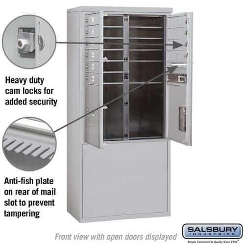 Salsbury Industries Free-Standing 4C Horizontal Mailbox with USPS Access — 11 Door High [10 Doors and 2 Parcel Lockers] YourLockerStore