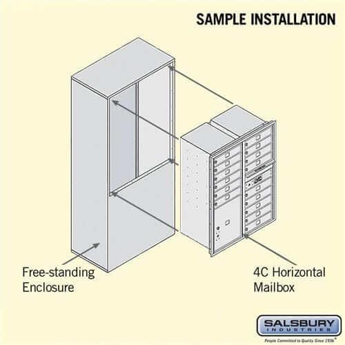 Salsbury Industries Free-Standing 4C Horizontal Mailbox with USPS Access — 11 Door High [15 Doors and 1 Parcel Locker] YourLockerStore