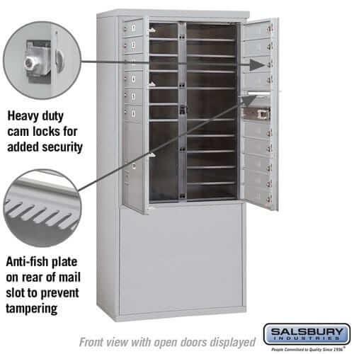 Salsbury Industries Free-Standing 4C Horizontal Mailbox with USPS Access — 11 Door High [15 Doors and 1 Parcel Locker] YourLockerStore