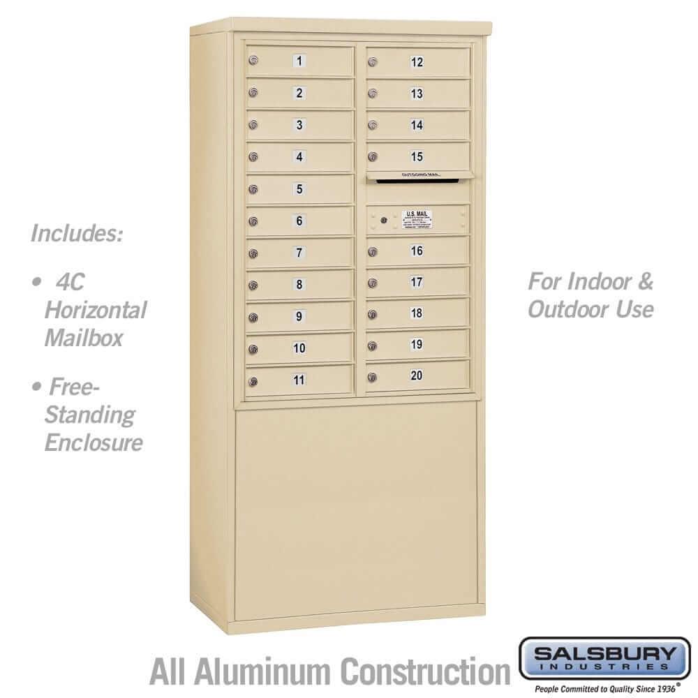 Salsbury Industries Free-Standing 4C Horizontal Mailbox with USPS Access — 11 Door High [20 Doors] 3911D-20SFU 820996607744 YourLockerStore