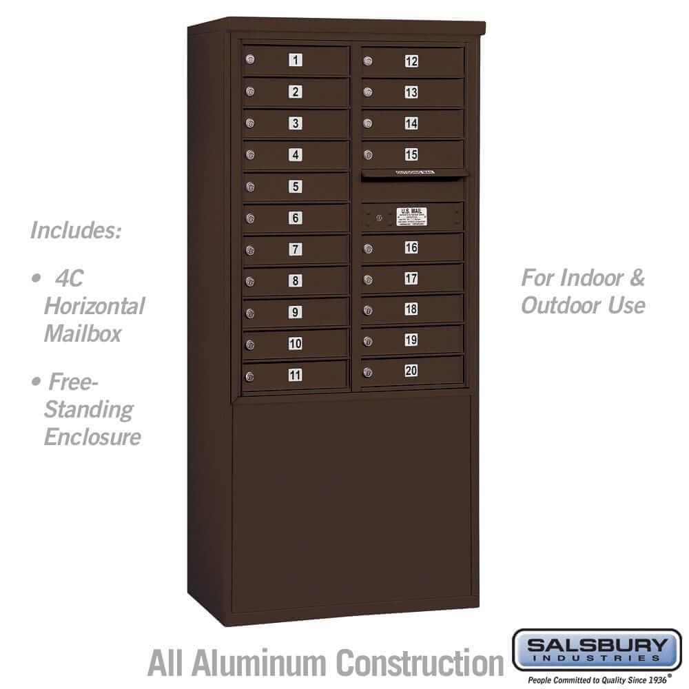 Salsbury Industries Free-Standing 4C Horizontal Mailbox with USPS Access — 11 Door High [20 Doors] 3911D-20ZFU 820996607720 YourLockerStore