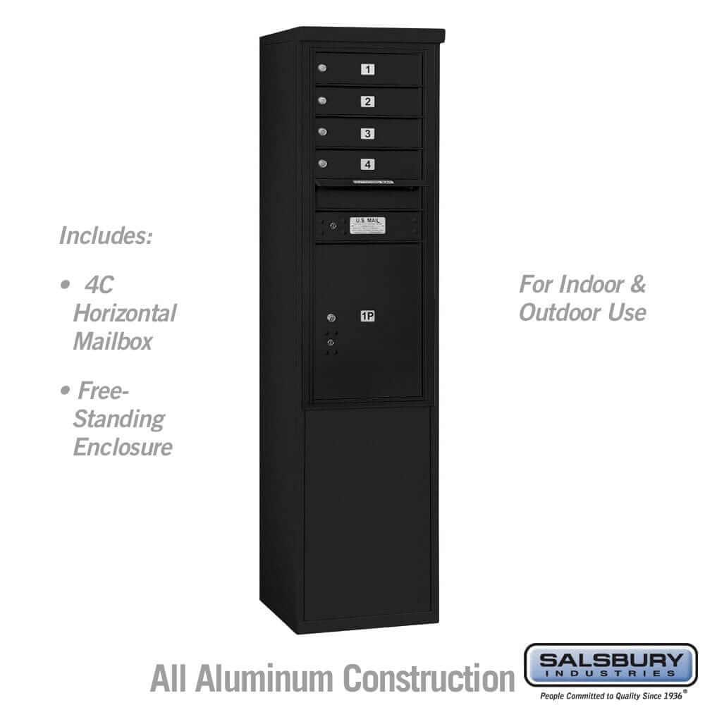 Salsbury Industries Free-Standing 4C Horizontal Mailbox with USPS Access — 11 Door High [4 Doors and 1 Parcel Locker] 3911S-04BFU 820996627452 YourLockerStore