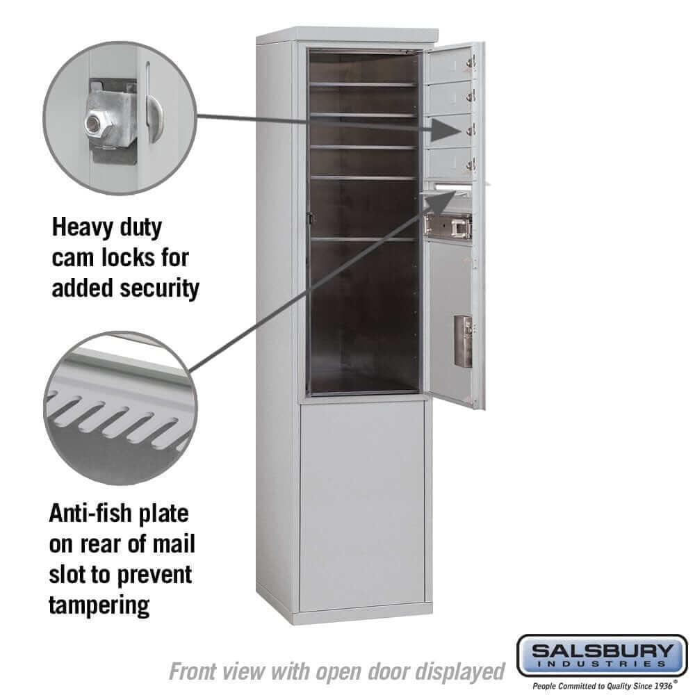 Salsbury Industries Free-Standing 4C Horizontal Mailbox with USPS Access — 11 Door High [4 Doors and 1 Parcel Locker] YourLockerStore