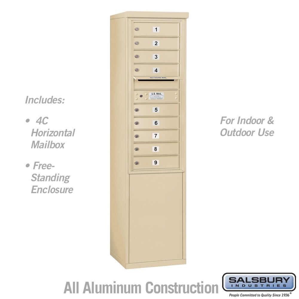Salsbury Industries Free-Standing 4C Horizontal Mailbox with USPS Access — 11 Door High [9 Doors] 3911S-09SFU 820996607584 YourLockerStore