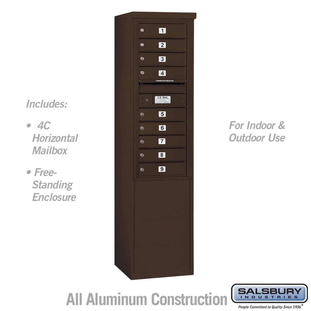 Salsbury Industries Free-Standing 4C Horizontal Mailbox with USPS Access — 11 Door High [9 Doors] 3911S-09ZFU 820996607560 YourLockerStore